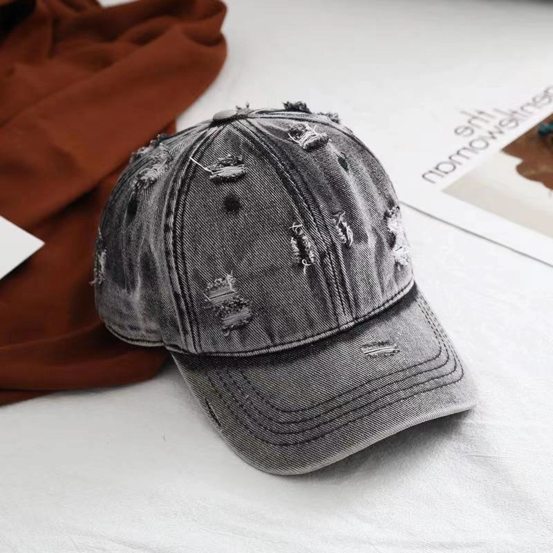 Wholesale Ripped Washed Denim Baseball Caps