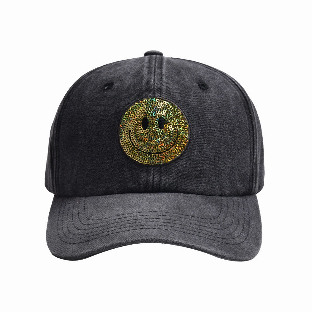 Wholesale Sequin Smiley Baseball Cap