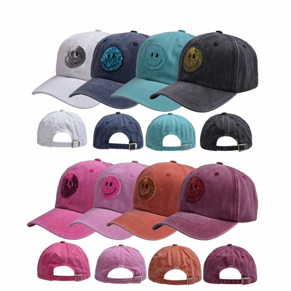 Wholesale Sequin Smiley Baseball Cap