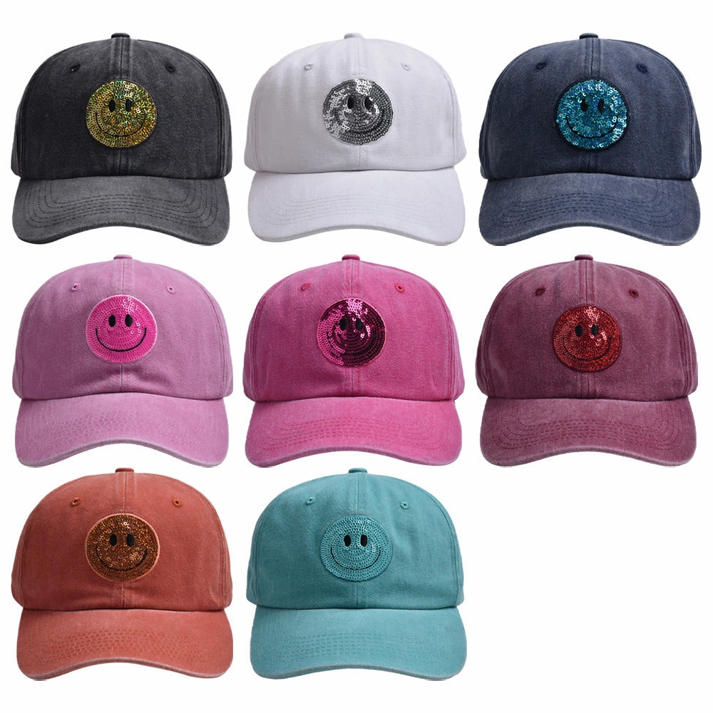 Wholesale Sequin Smiley Baseball Cap