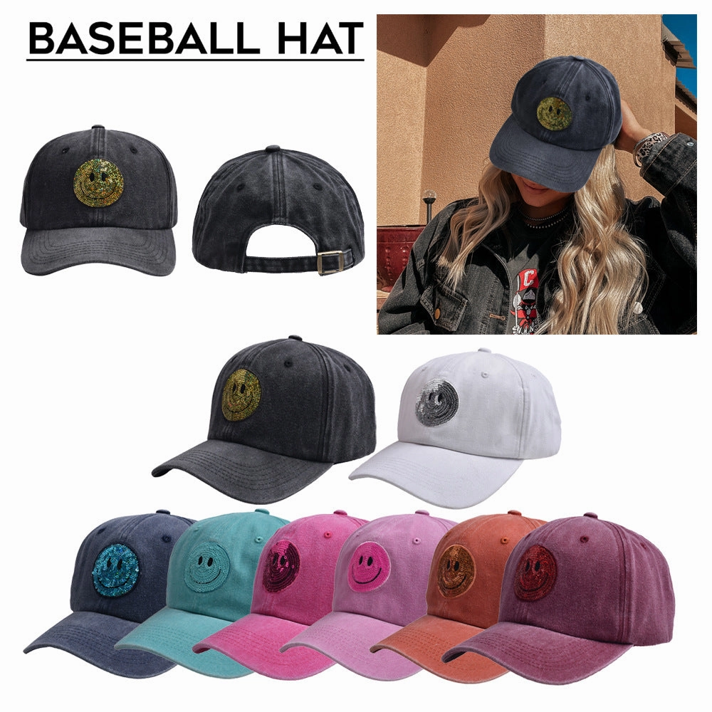 Wholesale Sequin Smiley Baseball Cap