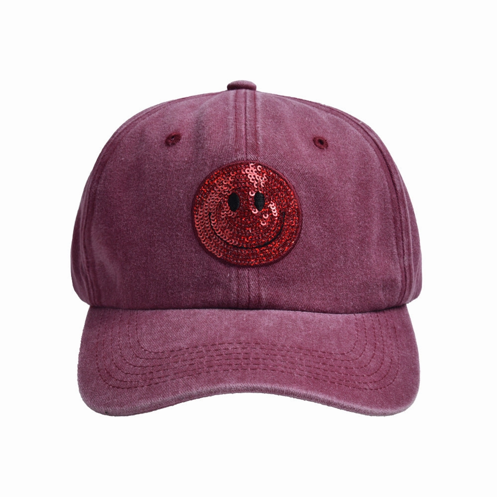 Wholesale Sequin Smiley Baseball Cap