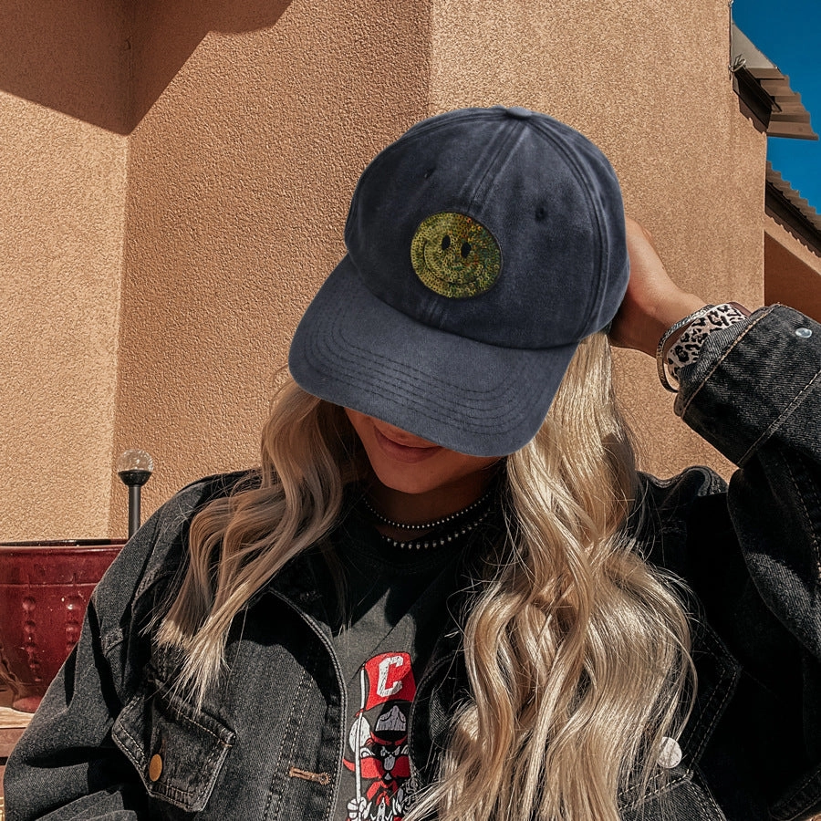Wholesale Sequin Smiley Baseball Cap