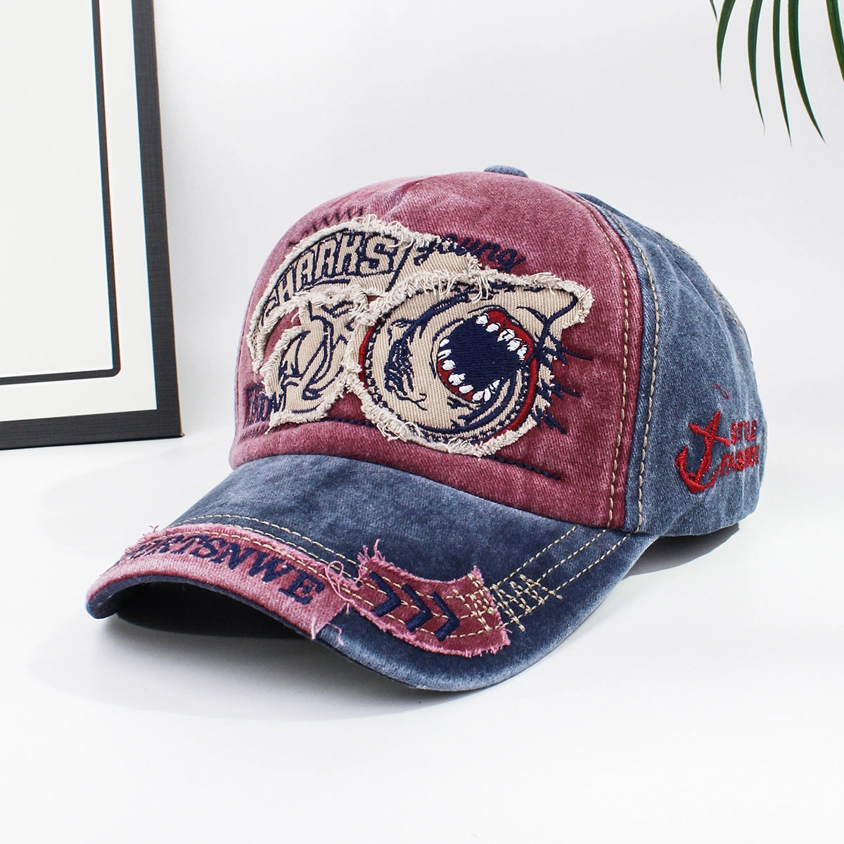Wholesale Shark Embroidery Denim Baseball Cap