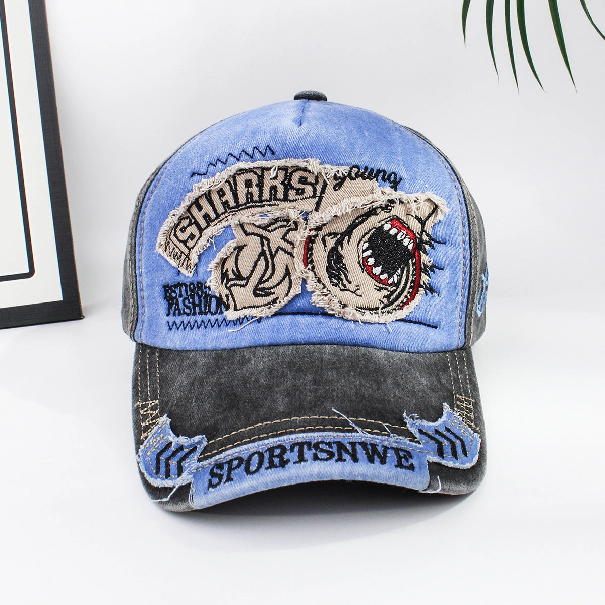 Wholesale Shark Embroidery Denim Baseball Cap