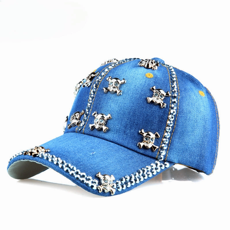 Wholesale Skull Diamond Denim Baseball Cap