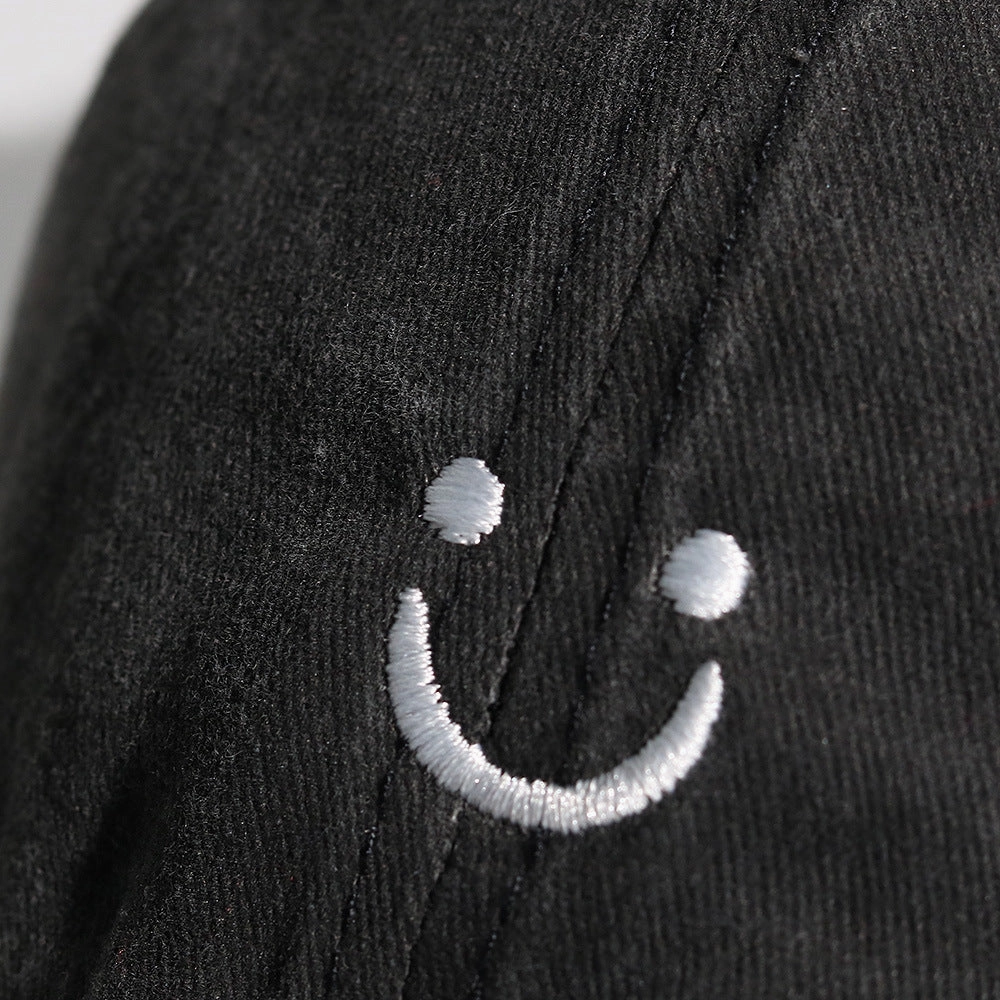 Wholesale Soft Top Washed Baseball Cap with Distressed Pattern Smiley Face Embroidery
