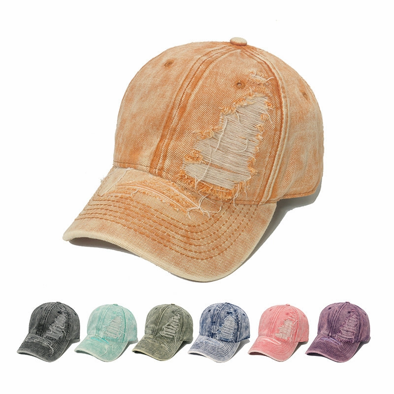 Wholesale Solid Color Ripped Washed Retro Baseball Cap