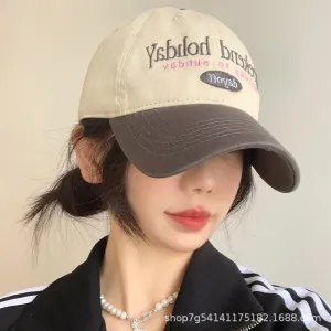 Wide Brim Retro Colorblock Baseball Cap casual-baseball-cap