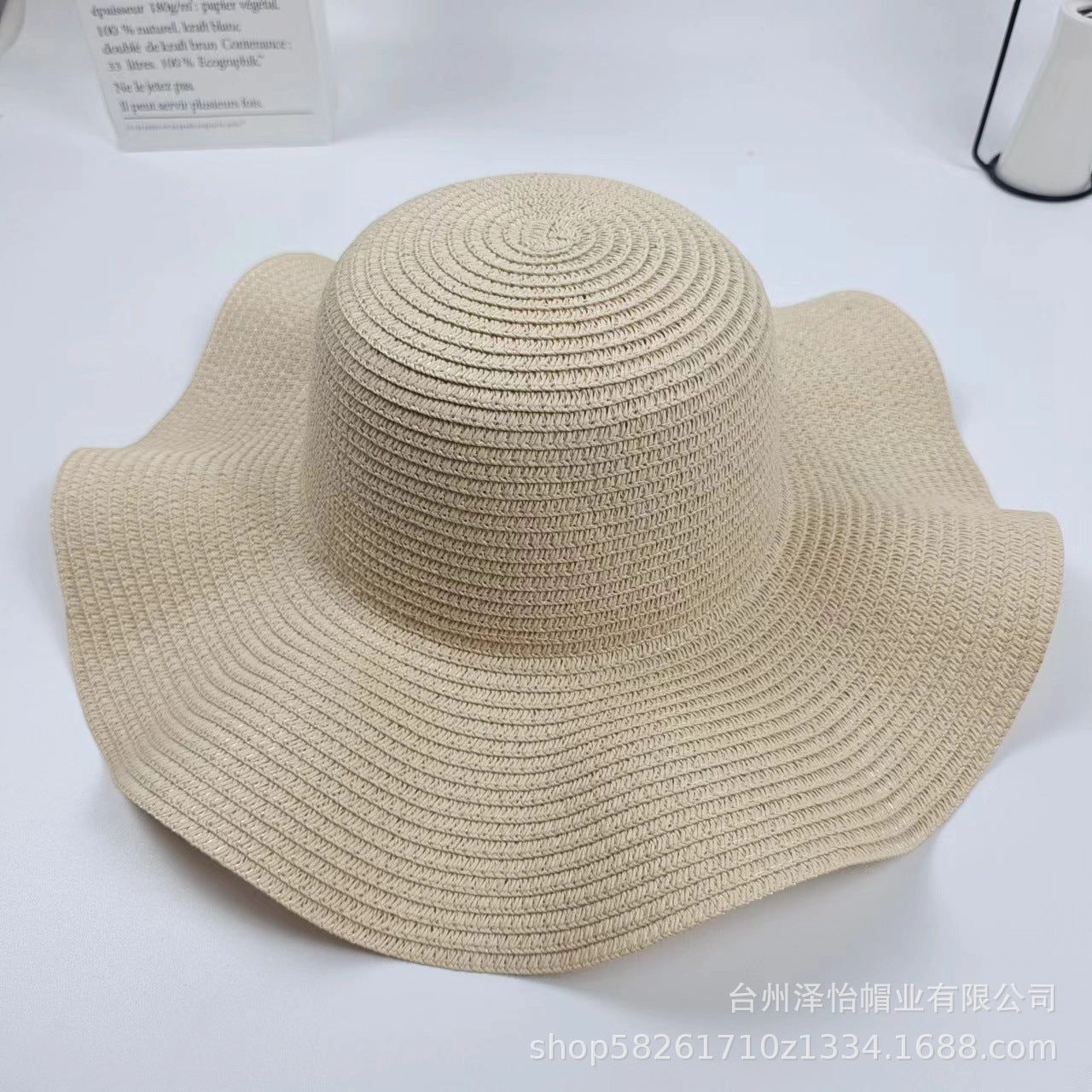 Wide Brim Straw Hat Women's Sun Protection Beach Hat Vacation Hat spring-straw-hat