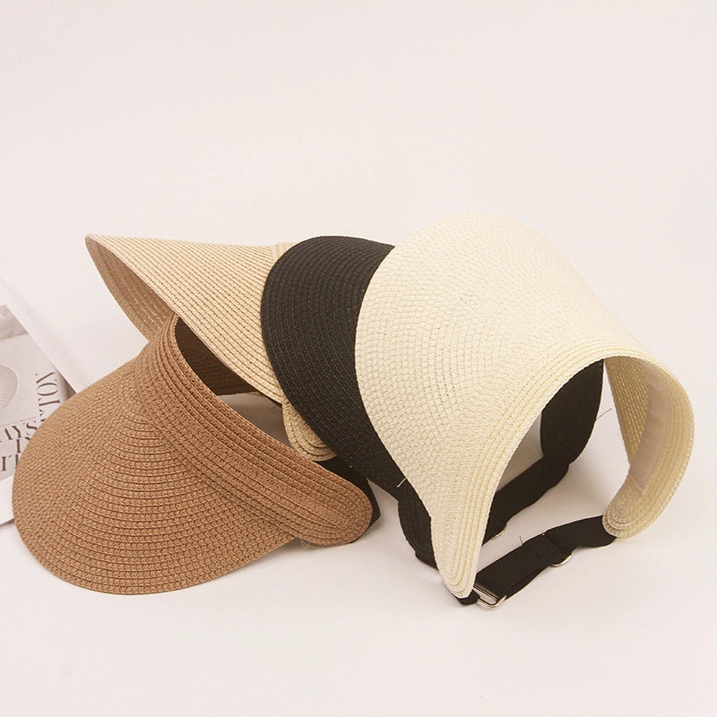 Wide Brim Straw Hat Women Summer UV Protection Sun Hat Foldable Open Top spring-straw-hat