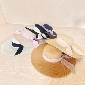 Wide Brim Straw Summer Korean Trendy Foldable Beach Sun UV Women Hat spring-straw-hat