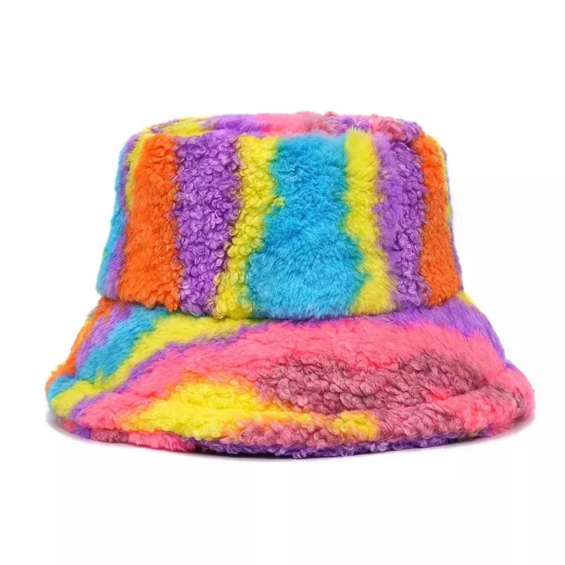 Winter Abstract Fur Bucket Hat