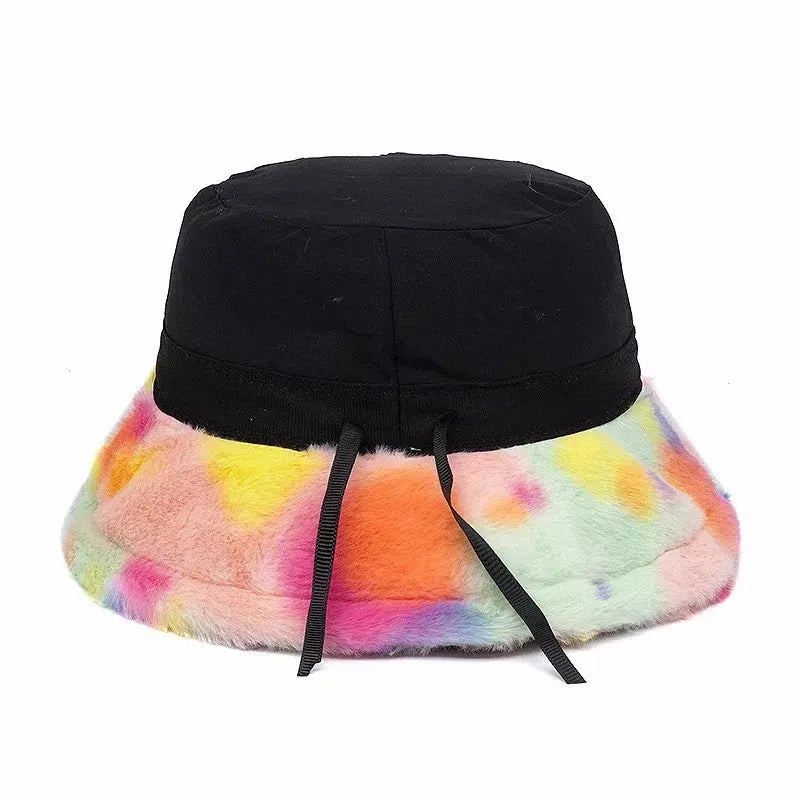Winter Abstract Fur Bucket Hat