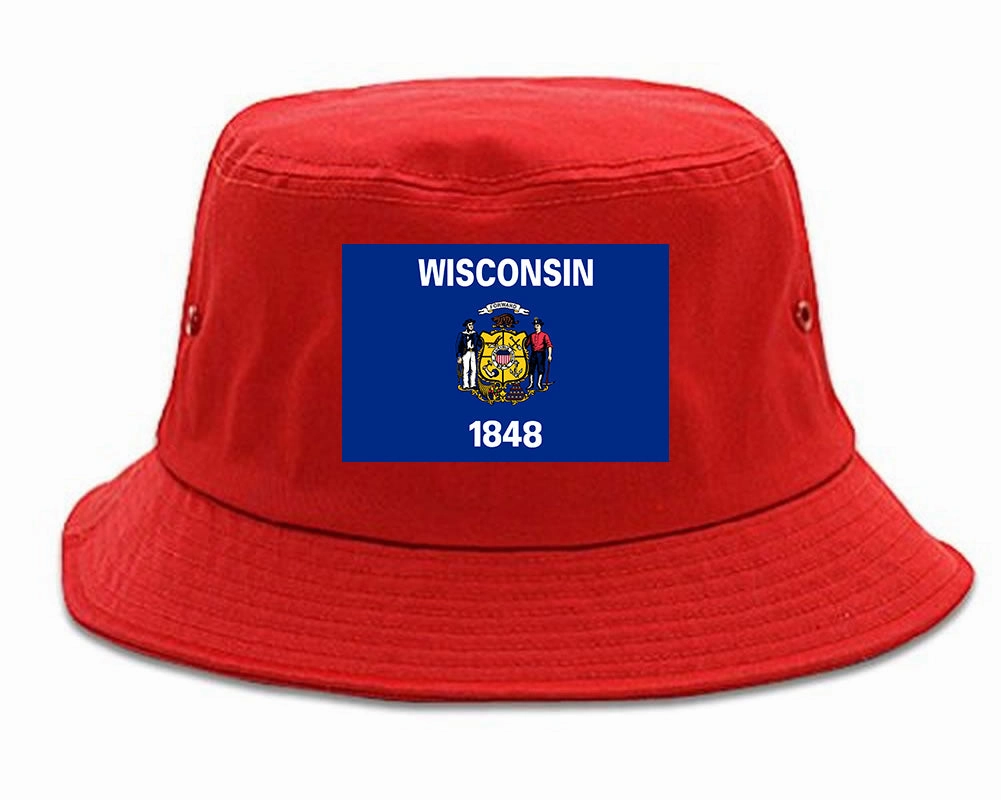 Wisconsin State Flag WI Chest Mens Bucket Hat