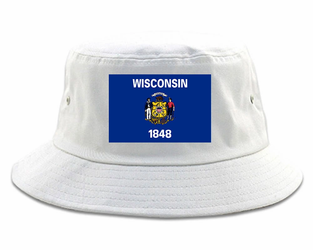 Wisconsin State Flag WI Chest Mens Bucket Hat