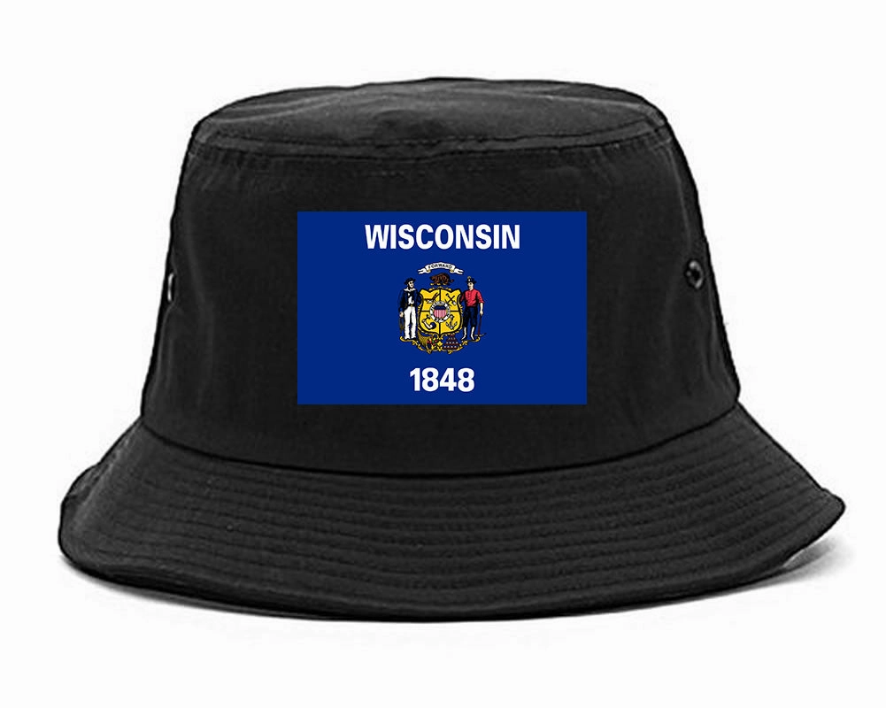 Wisconsin State Flag WI Chest Mens Bucket Hat
