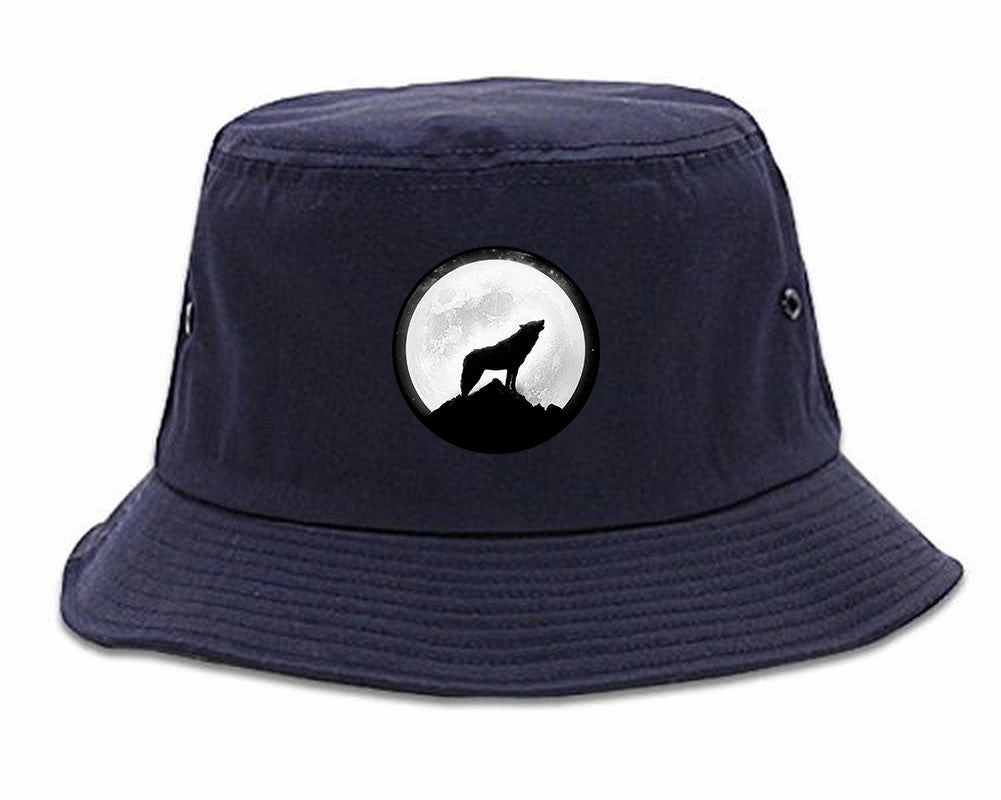 Wolf Howling Moon Bucket Hat