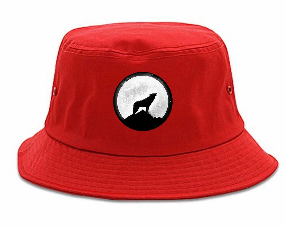 Wolf Howling Moon Bucket Hat