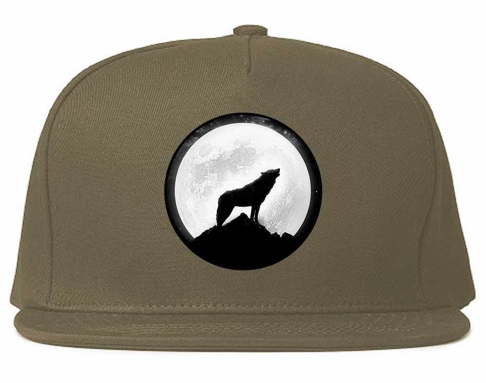 Wolf Howling Moon Snapback Hat
