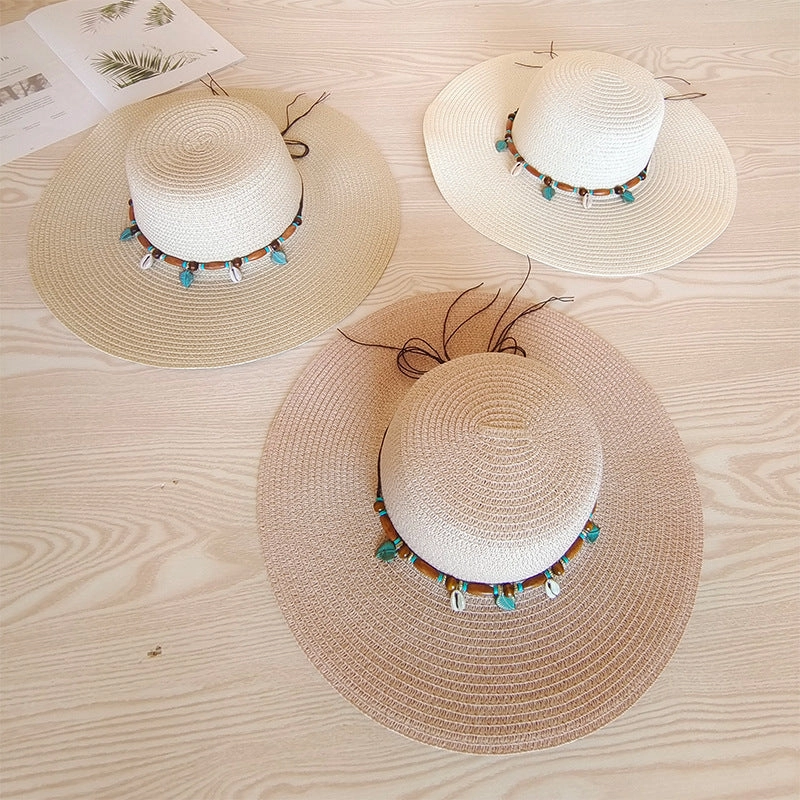 Women Beach Outdoor Wide Brim Flat Brim UV Korean Fashion Elegant Hat spring-straw-hat
