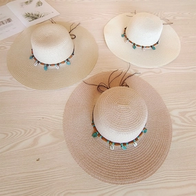 Women Beach Outdoor Wide Brim Flat Brim UV Korean Fashion Elegant Hat spring-straw-hat