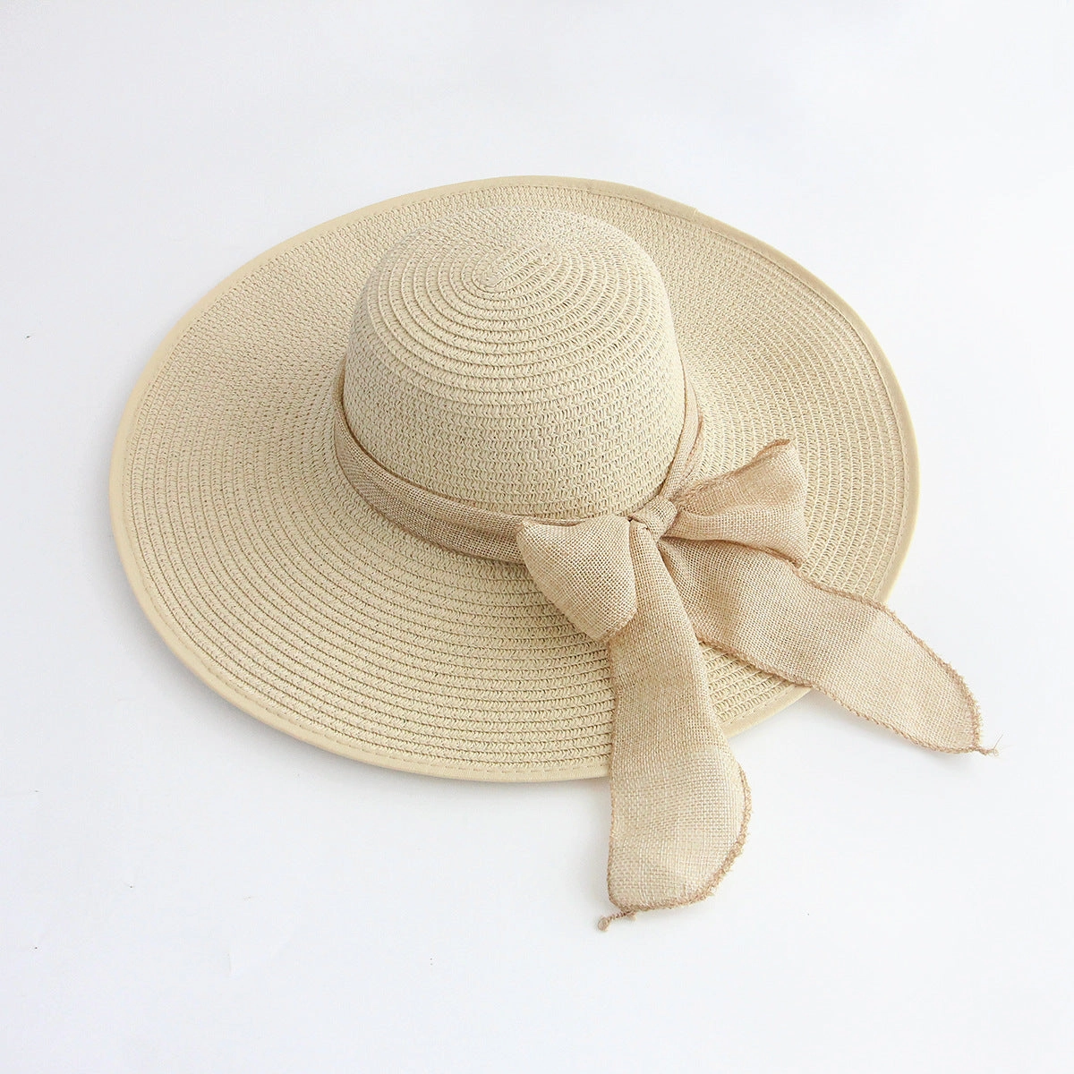 Women's Wide Brim Sun Hat Foldable Bow