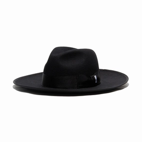 WOOL FRONT-H BRIM 9.5 - Black spring-straw-hat