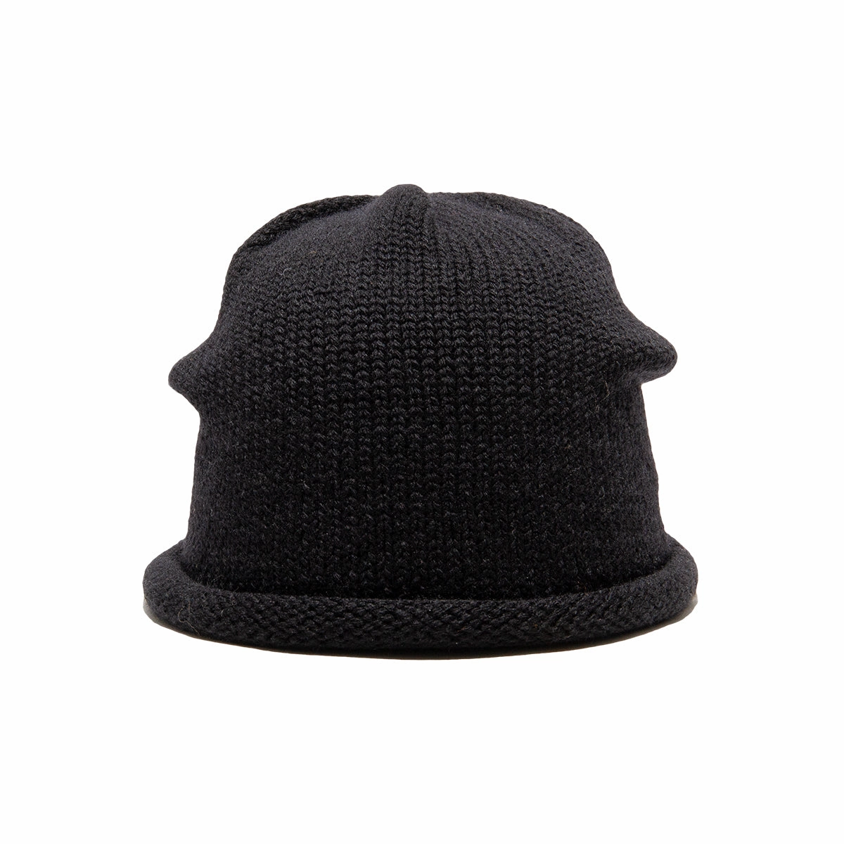 WOOL ROLL WATCH CAP - Black