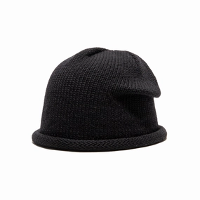 WOOL ROLL WATCH CAP - Black winter-knitted-hat