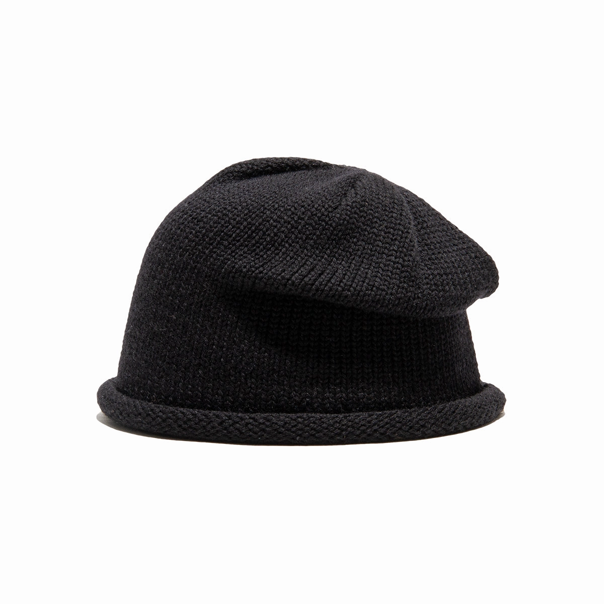 WOOL ROLL WATCH CAP - Black