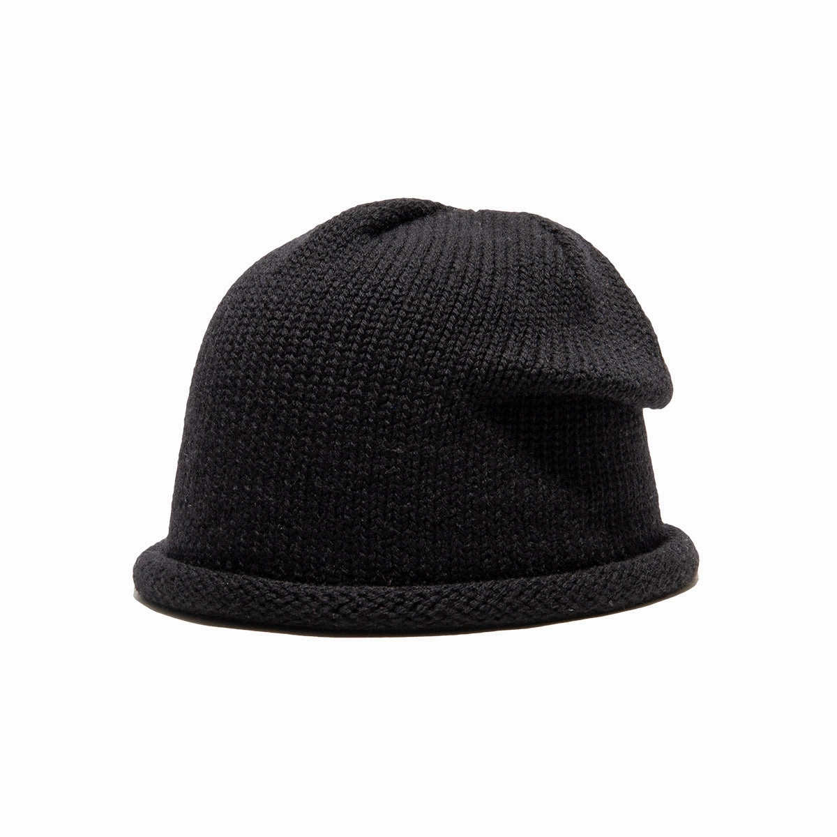 WOOL ROLL WATCH CAP - Black winter-knitted-hat