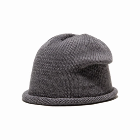 WOOL ROLL WATCH CAP - Gray winter-knitted-hat