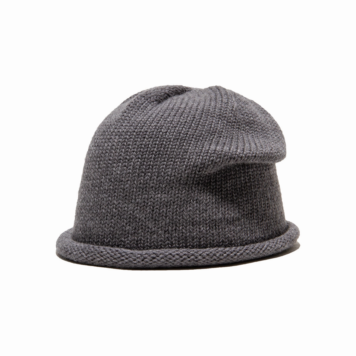 WOOL ROLL WATCH CAP - Gray winter-knitted-hat