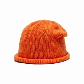 WOOL ROLL WATCH CAP - Orange winter-knitted-hat