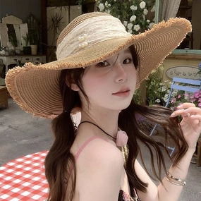 Woven French Style Wide Brim Straw Hat spring-straw-hat