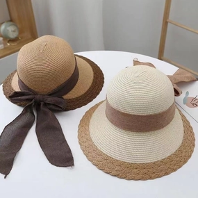 Woven Straw Hat Women's Fashion Sun Protection Wide Brim Beach Casual Vacation spring-straw-hat