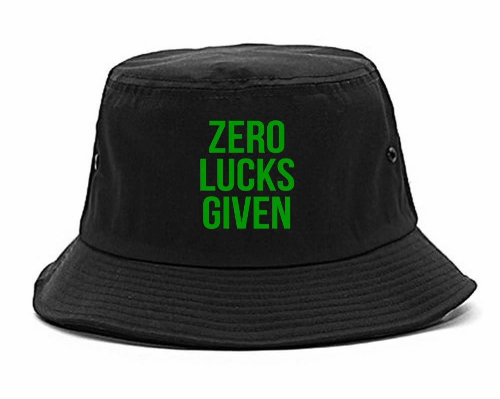Zero Lucks Given Funny St Patricks Day Mens Bucket Hat